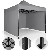 Plonos Serie - Partytent - 3x3m - Grijs - 3 Zijwanden