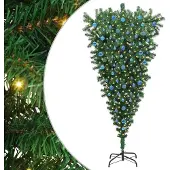 vidaXL Omgekeerde Kunstmatige Voorverlichte Kerstboom met Ballenset