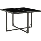 vidaXL Tuintafel 109x107x74 cm poly rattan en glas zwart