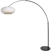 Steinhauer Booglamp 4691ZW zwart met linnen kap Ø60 cm