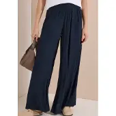 Cecil Dames Wide Legs broek met crêpe structuur - Blauw - S