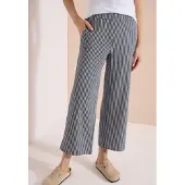 Cecil Dames 7/8 Wide Legs broek in seersucker stof - Blauw - XL