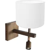 Steinhauer Wandlamp Stang 4891BR met wit linnen kap en leeslicht