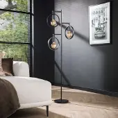 Lyora 3-ringen vloerlamp Ring zwart - E27