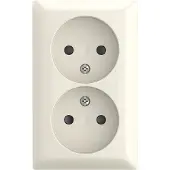 Abb Busch-Jaeger Bj Dubbele Wandcontactdoos 202APBJ-522 - Opbouw - Creme