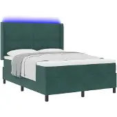 vidaXL Boxspringbed met LED-verlichting, donkergroen, 160 x 200 cm, fluweel