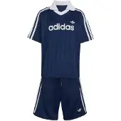 Adidas Originals Set 'LOOSE POLO PINSTRIPE SHORT TEE' navy / wit
