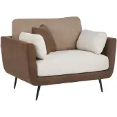 Beliani BOLGA - Fauteuil - Bruin/Wit - Polyester