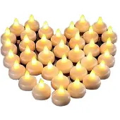 Tlily 48 Vlamloze Waterkaarsen, Elektronische Drijvende Waterkaarsen, Huwelijksfeest Zwembaddinerkaarsen (Geel Licht)