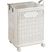 Melitt Huishoudelijke Opvouwbare Wasmand Badkamer Wasmand met Katrolmand 37,7x31x50cm