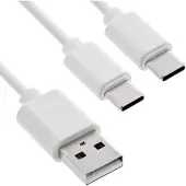 InLine USB-A naar 2x USB-C oplaadkabel | max. 25W | wit | 1 meter