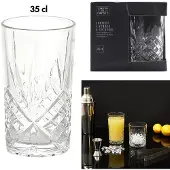 Cook Concept Cocktail Drinkglazen - Luxe relief - transparant - glas - set 4x stuks - 350 ml
