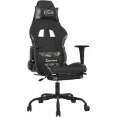vidaXL Massage gamestoel met voetensteun stof zwart en camouflage