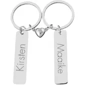 Yehwang Naam Sleutelhanger Set met Magnetisch Hartje Zilver