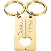 Yehwang Sleutelhanger Set Naam en Hart Goud