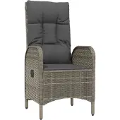 vidaXL 7-delige Tuinset met kussens poly rattan zwart en grijs