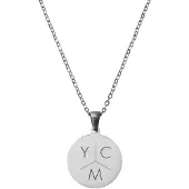 Yehwang Graveerbare Ketting Munt met 3 Initialen Zilver