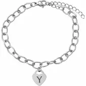 Yehwang Schakelarmband Hart met 1 Initiaal Goud