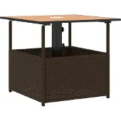 vidaXL Tuintafel met parasolgat 55x55x46,5 cm poly rattan bruin