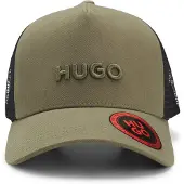 HUGO Pet van katoenen twill met mesh panelen