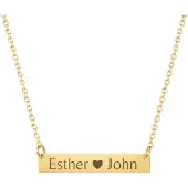 Yehwang Dames Ketting met Naam Bar Goud