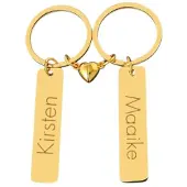 Yehwang Naam Sleutelhanger Set met Magnetisch Hartje Goud