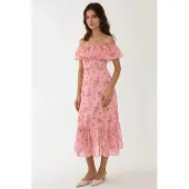 Hiccups for Kids Off-shoulder bloemenpatroon bodycon midi-jurk