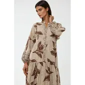 Hiccups for Kids Gedrukte Lange Mouwen Viscose Maxi Jurk