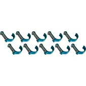WT&D Set van 10 aluminium kledinghaken, kapstokken (gebogen, lichtblauw)