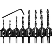 WT&D Set van 8 houtboren met verzinkstuk (3-6 mm)