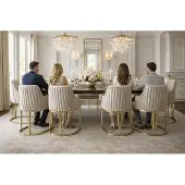 JVmoebel Elegantie eetkamerstoelen met gouden accenten en een luxueus design