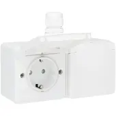 Niko Hydro dubbele wandcontactdoos horizontaal | IP55 | Opbouw | Wit