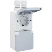 Niko Dubbele Verticale IP44 Wandcontactdoos 16A 250V Met Bescherming (Europese Stekkerdoos) - 700-37835