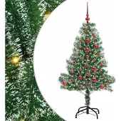 Syfax Kunstmatige Kerstboom Sneeuw Gevlochten met LED Licht 120 cm