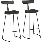 vidaXL Barkruk, 2 stuks, zwart, 49x43x103 cm, mango massief hout