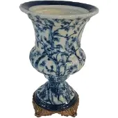 Meander Vaas Vogels op tak, blauw/ wit 20x17x26cm