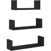 vidaXL Wandplanken 3 stuks Zwart Eikenhout