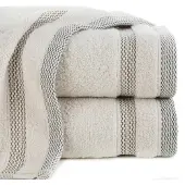 Eurofirany Luxe Beige Badhanddoek 70x140 cm met Gestreept Randje - 100% Katoen
