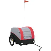 vidaXL Fietstrailer 45 kg ijzer zwart en rood