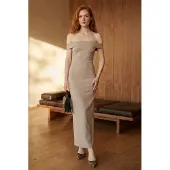 MyFashion Off-shoulder bodycon maxi jurk met split