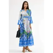 MSN Collection Fleurige Paisley V-hals Maxi Jurk