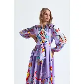 MSN Collection Florale Print Maxi A-Lijn Jurk