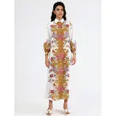MSN Collection Bloemenriem Midi Jurk