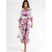 MSN Collection Bloemenriem Midi Jurk