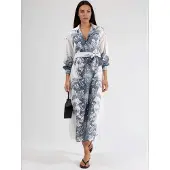 MSN Collection Bloemenriem Midi Jurk