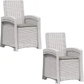 vidaXL Ligstoel Rieten Look 2 st Wit en Lichtgrijs PP