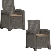 vidaXL Ligstoel Rieten Look 2 st Lichtgrijs en Taupe PP