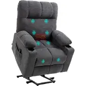 HOMCOM - Fauteuil - Sta-op-functie - Warmte- en Massagefunctie - Donkergrijs