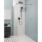 Kielle Meara - Douchewand Walk-In, 90x200 cm, mat zwart/helder glas 20726WI0904