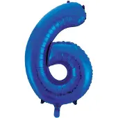Wefiesta Blauwe folie ballon cijfer 6.